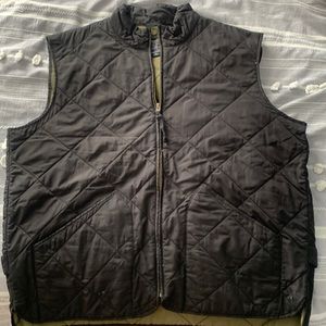 J Crew black vest with green liner.